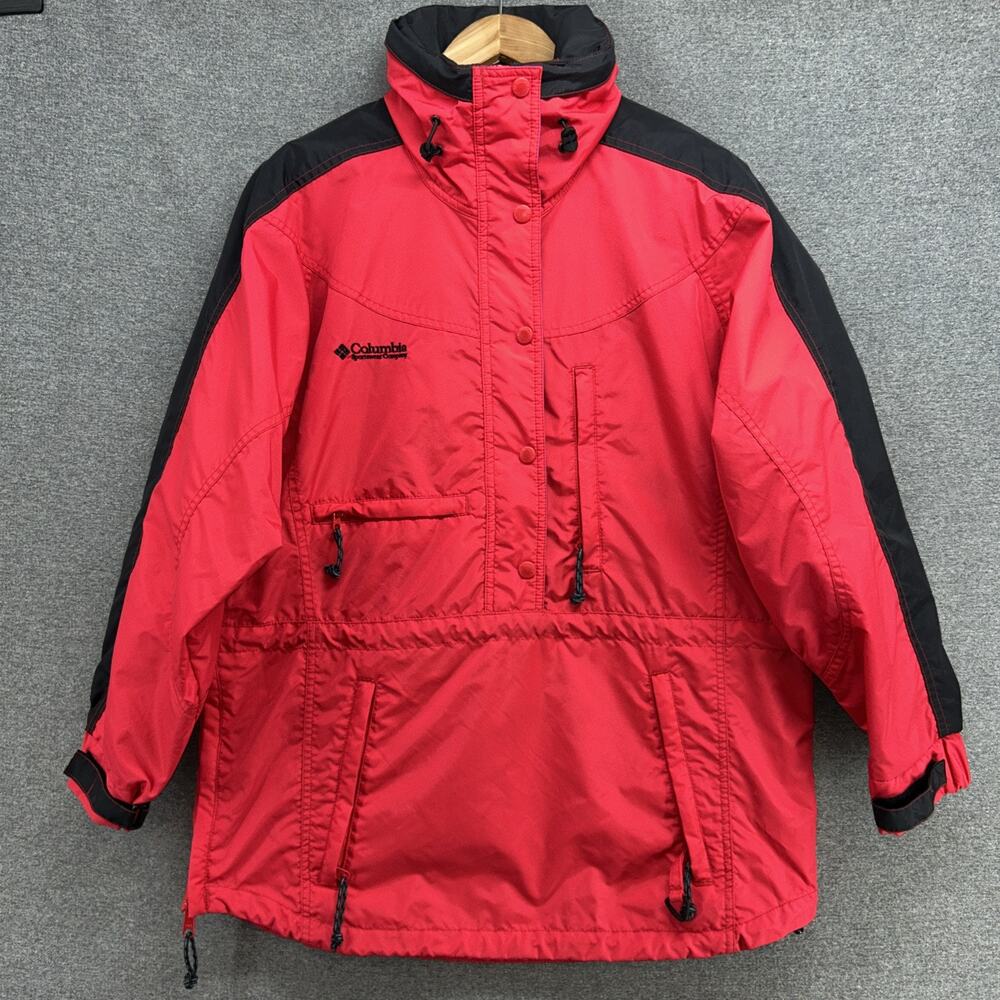 Vintage Columbia Jacket Women's Small Red Half-Zip Pullover Kangaroo Pocket